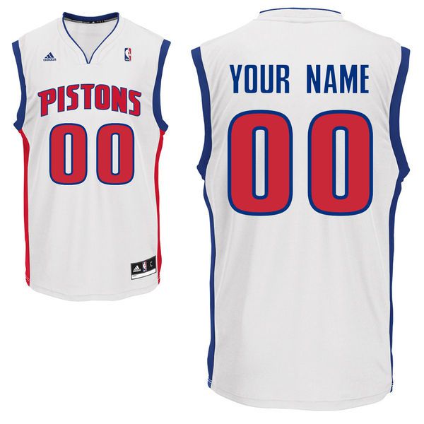 Men Adidas Detroit Pistons Custom Replica Home White NBA Jersey